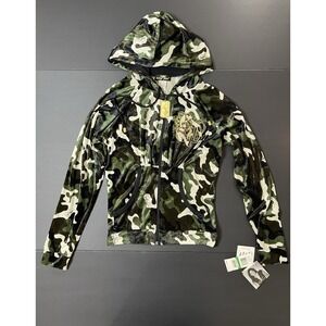 Baby Phat Velour Full Zip Hoodie Green Camo Size L Y2K Grunge NWT